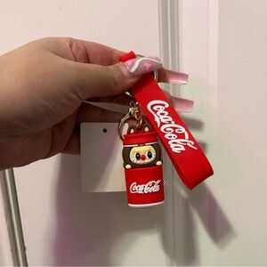 Coca-Cola Red Silicone Wristlet with Cute Drink Character Charm